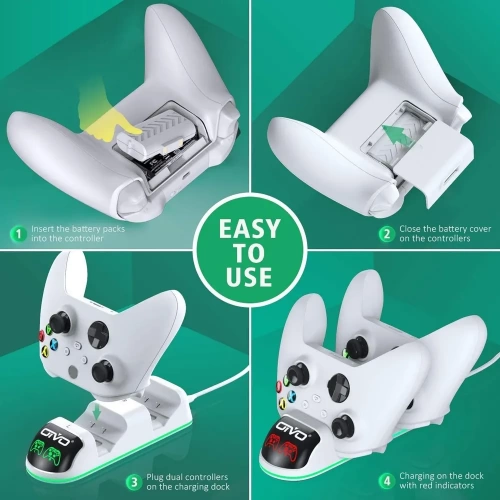Зарядная станция Xbox Series S/X - Xbox One Charging Dock + 2 АКБ 1300 mAh White IV-X131W OIVO